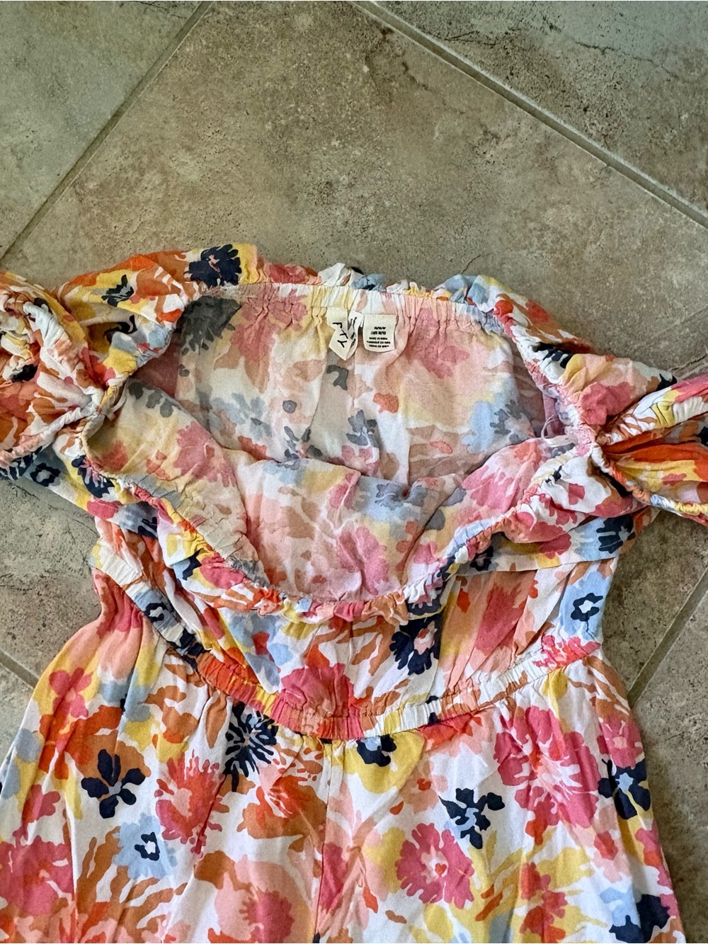 Roxy Another Day Printed Romper Off Shoulder Floral Medium Boho Pink Tropical - Picture 5 of 9